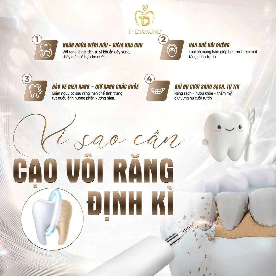 Vì sao cần cạo vôi răng định kỳ - 4 lý do quan trọng - Nha Khoa T-Diamond